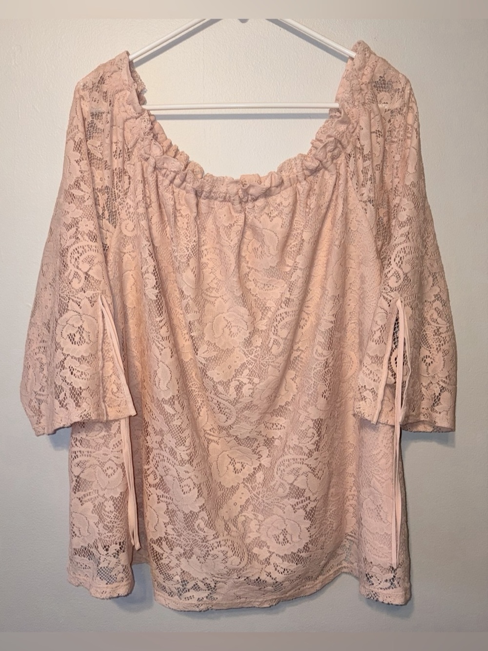 Worthington Floral Lace Blouse in Pink Size 2X Like New